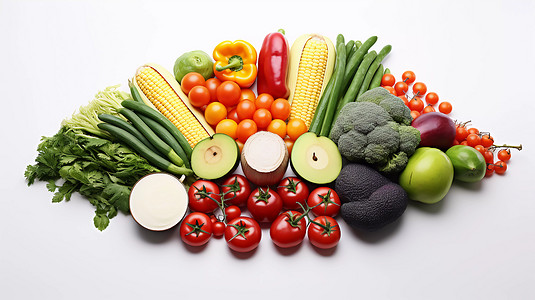 市场农产品蔬菜茄子红椒西红柿新鲜健康食材